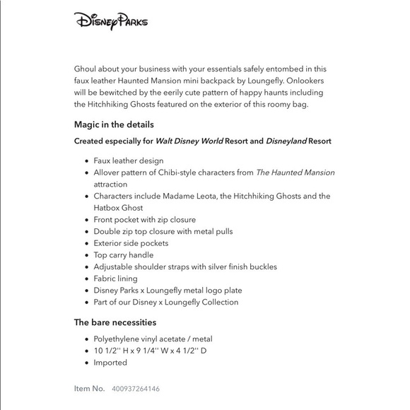 The Haunted Mansion Loungefly Backpack - Picture 4 of 6